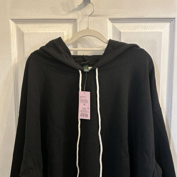 Wild Fable Women’s Black Cropped Hoodie Drawstring Raw Hem Pullover Size 3X NWT - Picture 7 of 16